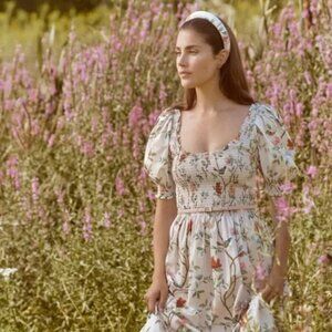 Hill House Floral Puff Sleeve Midi Dress